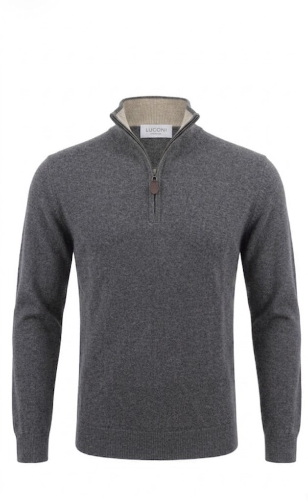 Half zip cotone e cashmere Premium