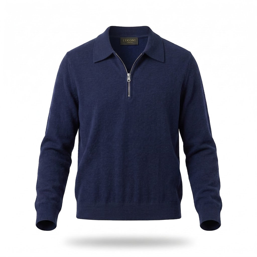 Polo con zip in maglia