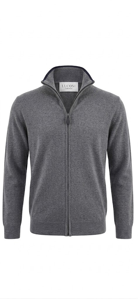 Cardigan full zip cotone e cashmere Premium