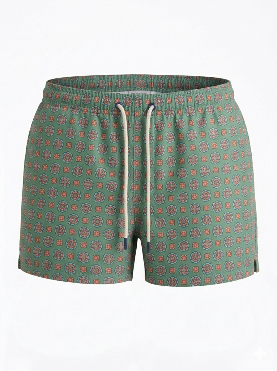 Costume da Bagno Uomo con Micro-Pattern Floreale Rétro