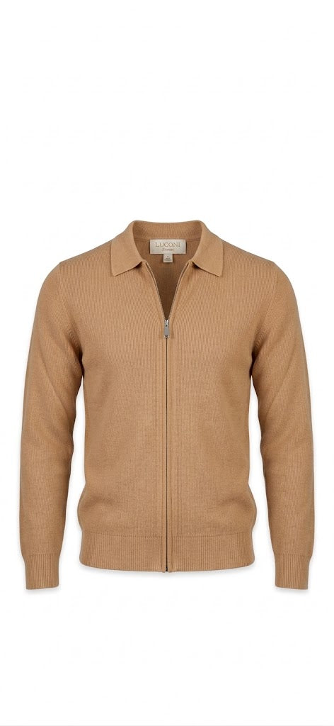 Cardigan full zip con collo