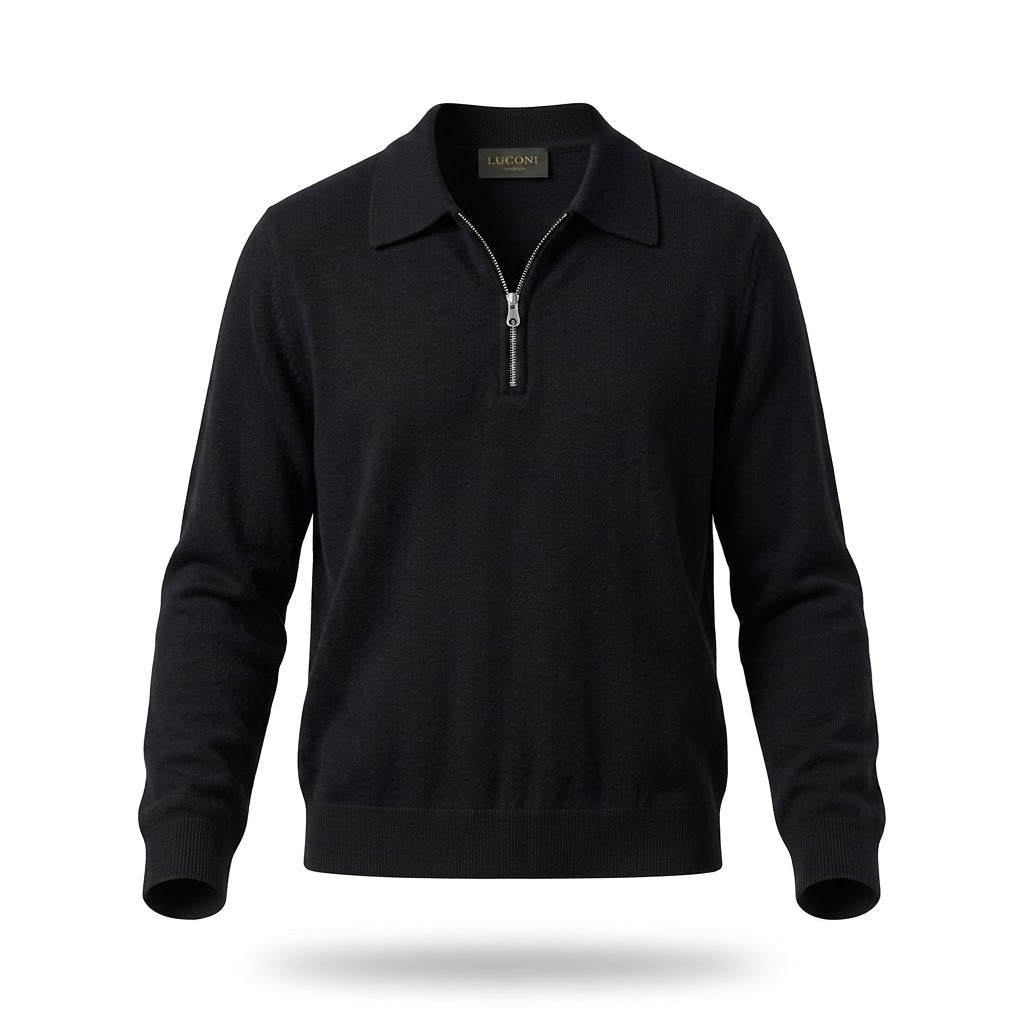 Polo con zip in maglia