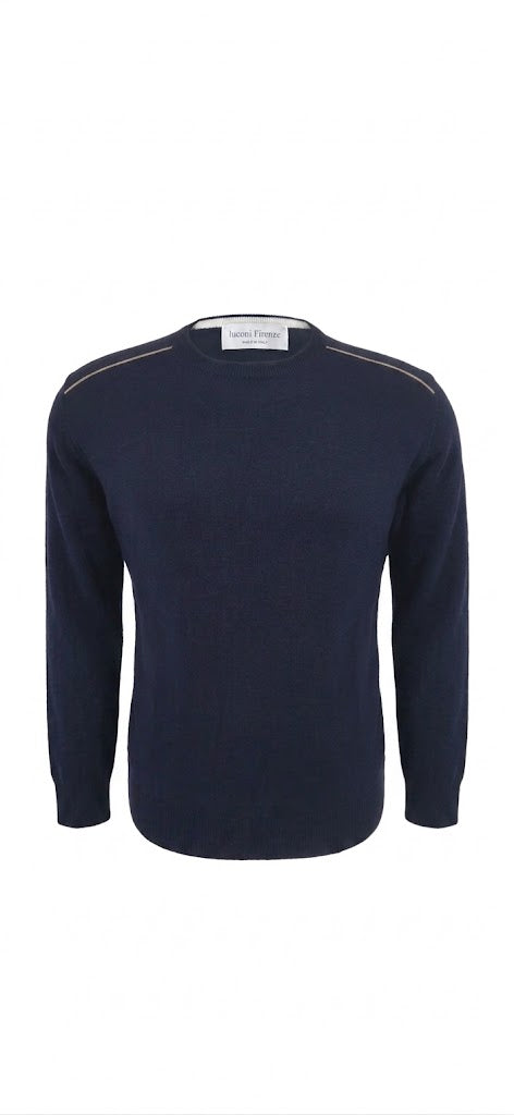 Maglia girocollo cotone e cashmere Premium