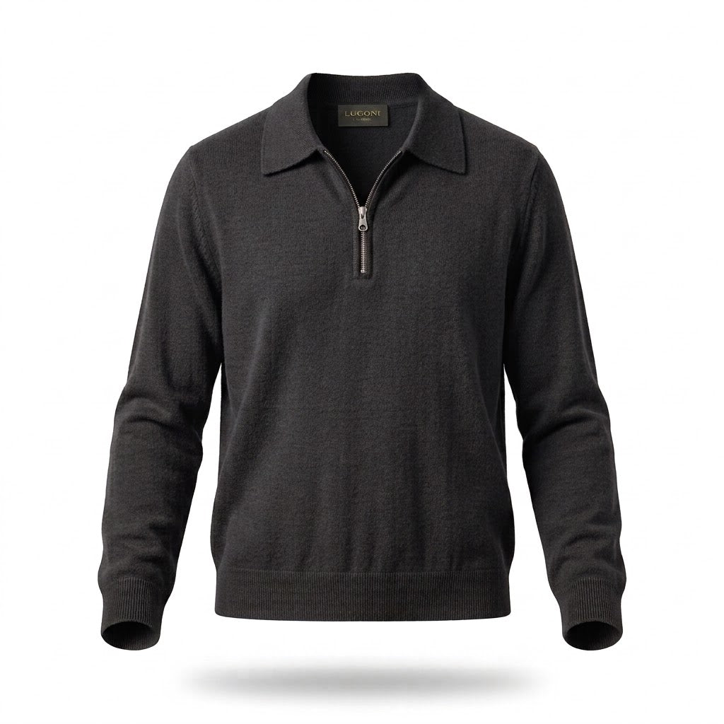 Polo con zip in maglia