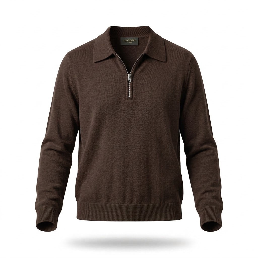 Polo con zip in maglia