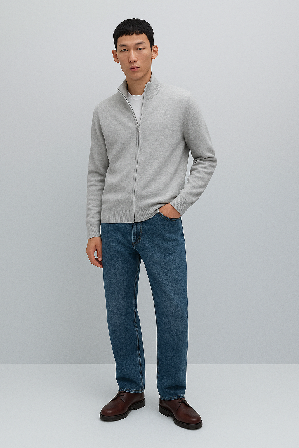 Cardigan con cerniera in Misto Cashmere