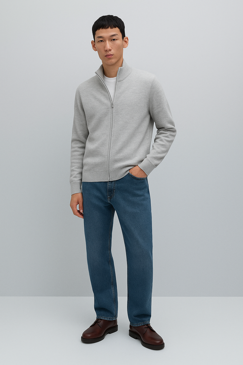 Cardigan con cerniera in Misto Cashmere