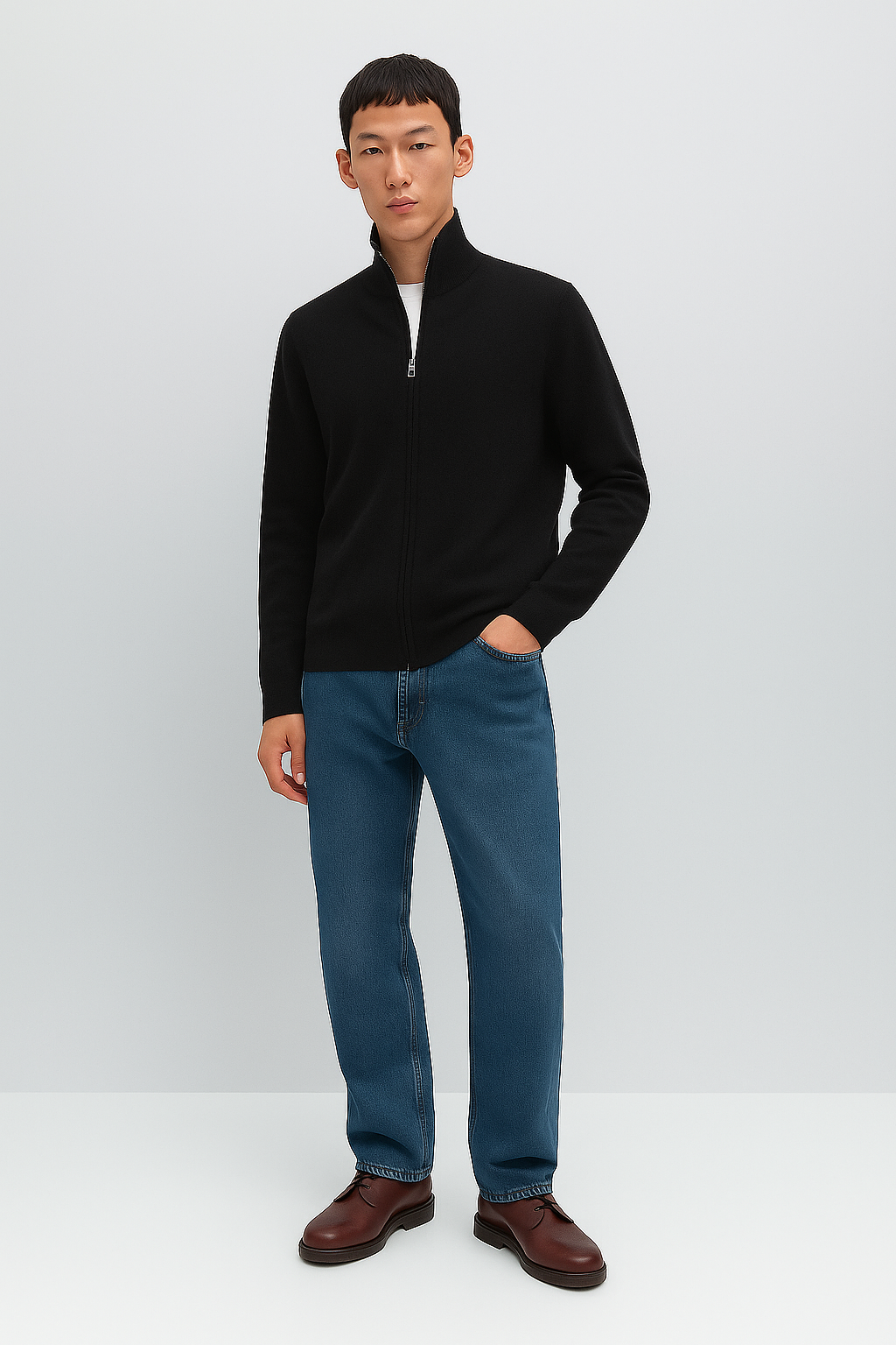 Cardigan con cerniera in Misto Cashmere