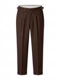 Pantalone Sartoriale Doppia Pince con Fibbie Laterali