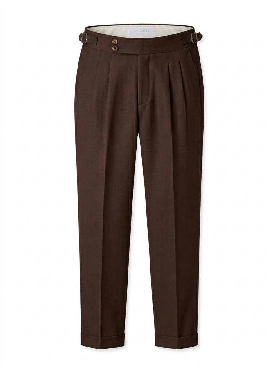 Pantalone Sartoriale Doppia Pince con Fibbie Laterali