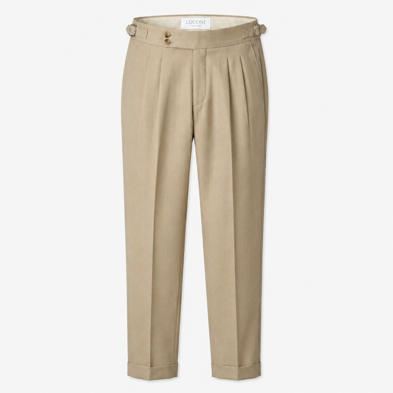 Pantalone Sartoriale Doppia Pince con Fibbie Laterali