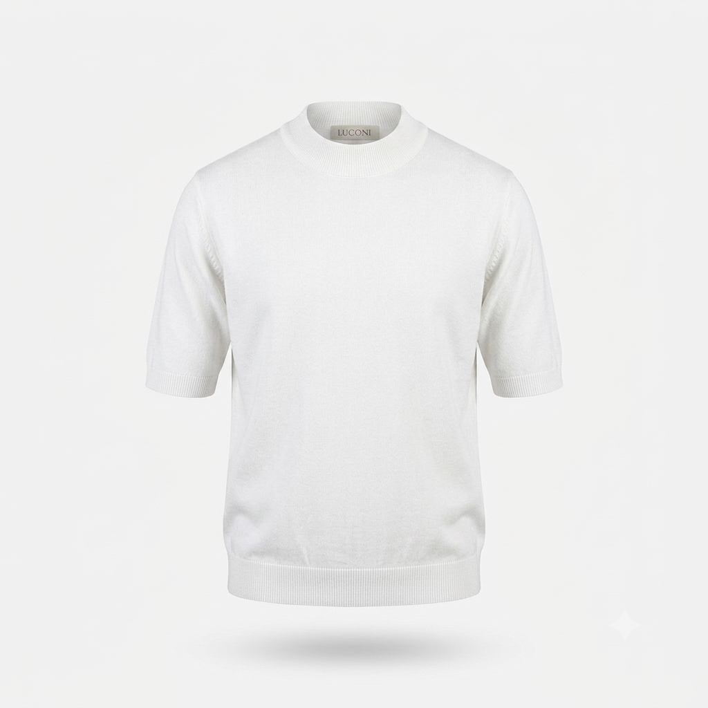 T-shirt in filo di cotone accollata