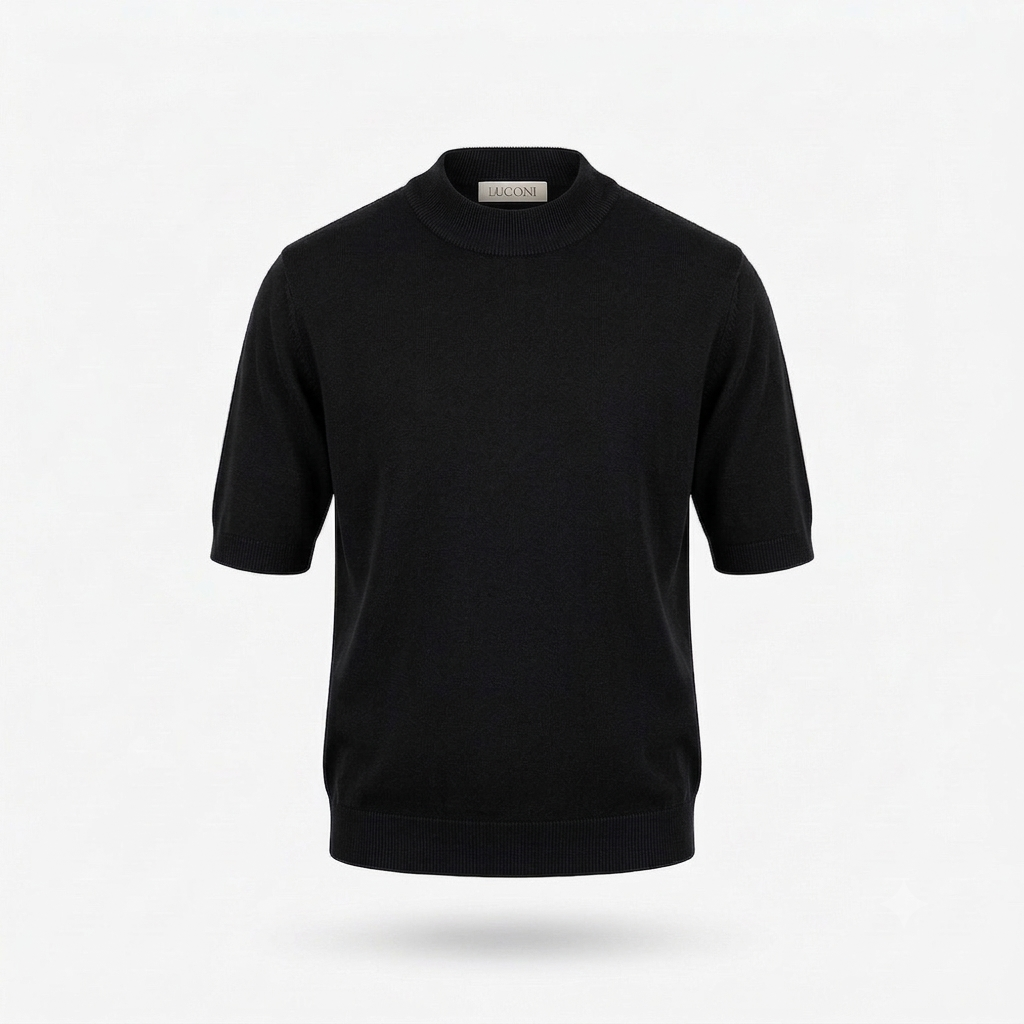 T-shirt in filo di cotone accollata