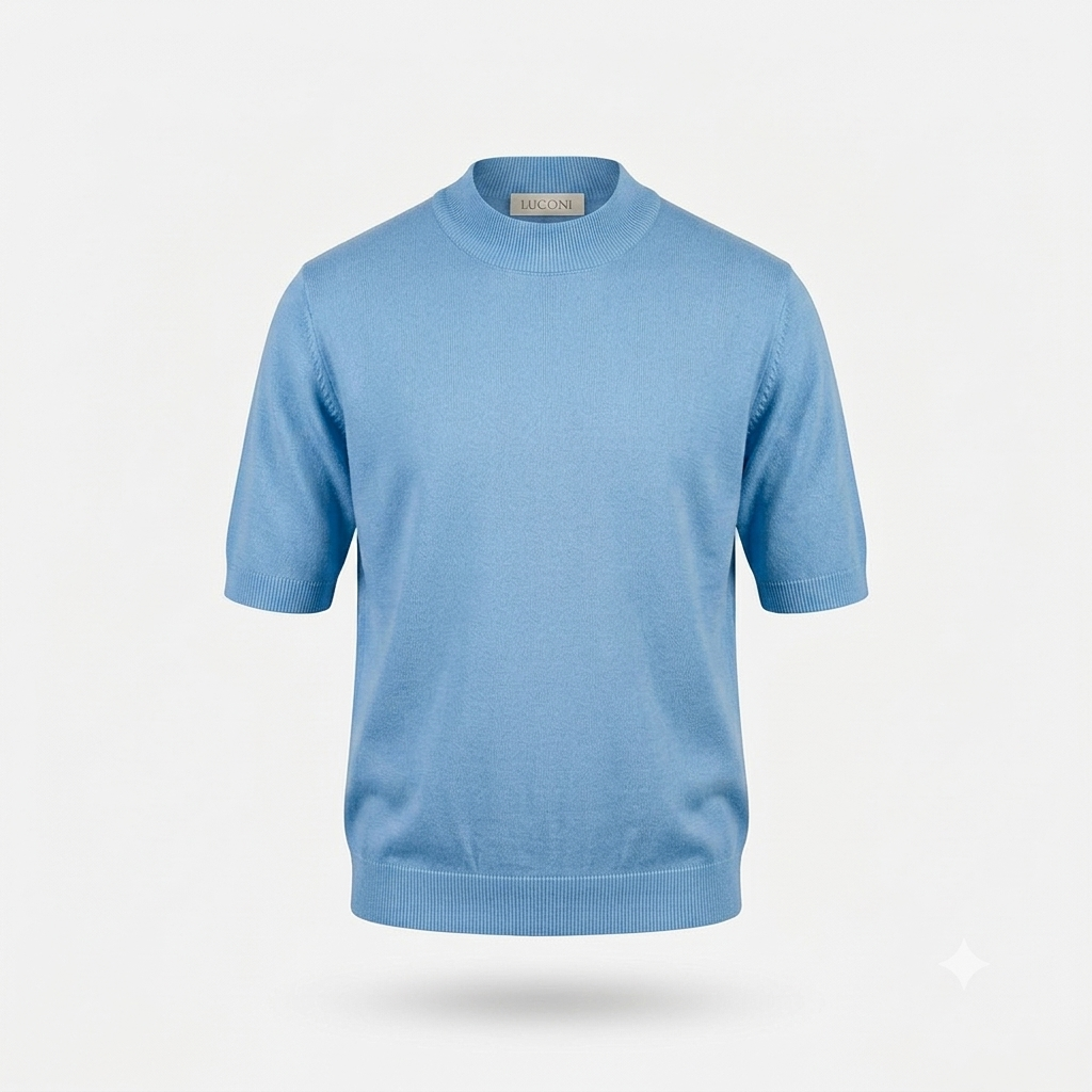 T-shirt in filo di cotone accollata