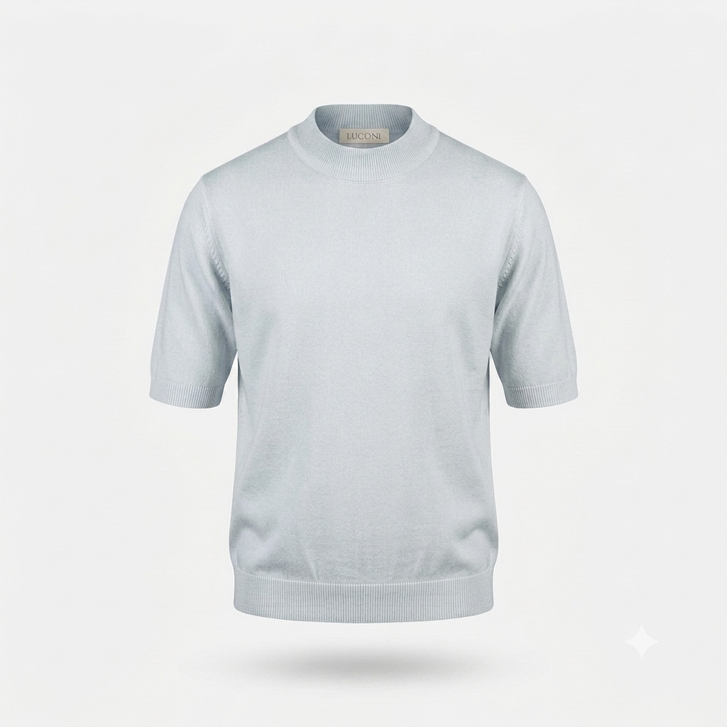 T-shirt in filo di cotone accollata