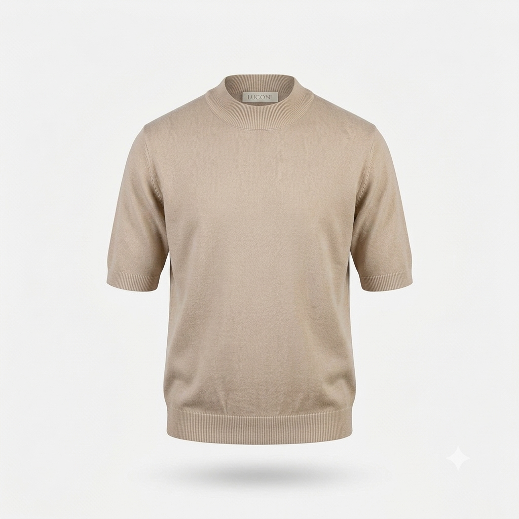 T-shirt in filo di cotone accollata
