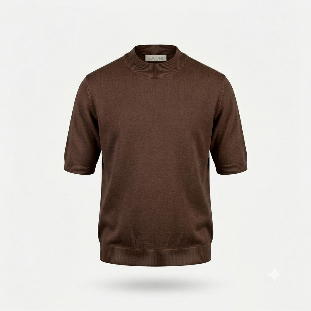 T-shirt in filo di cotone accollata