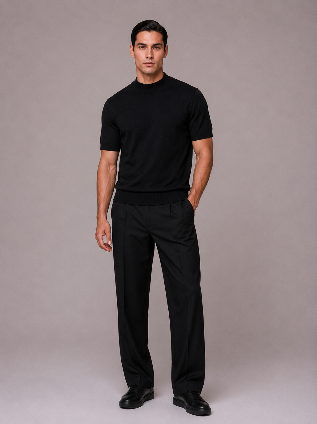 T-shirt in filo di cotone accollata