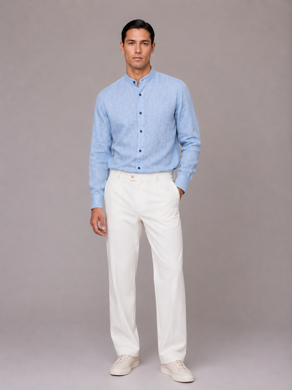 Camicia Coreana misto lino