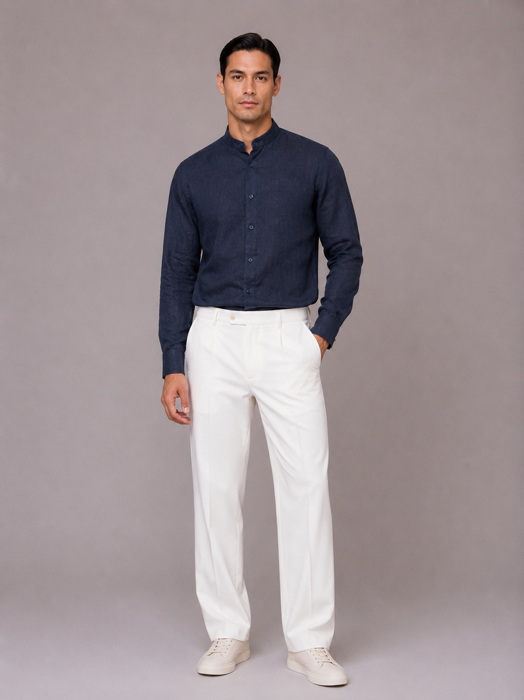 Camicia Coreana misto lino