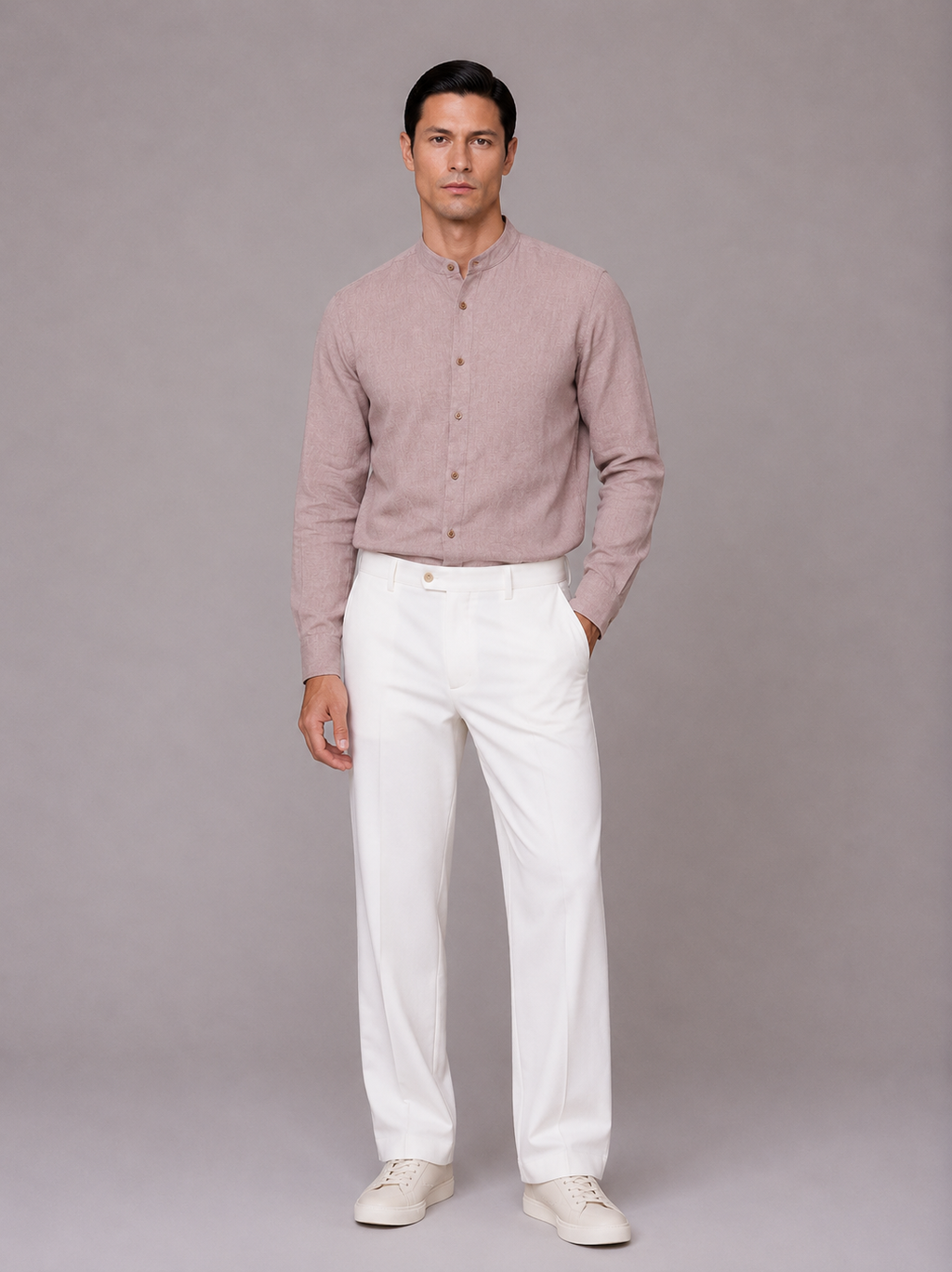 Camicia Coreana misto lino