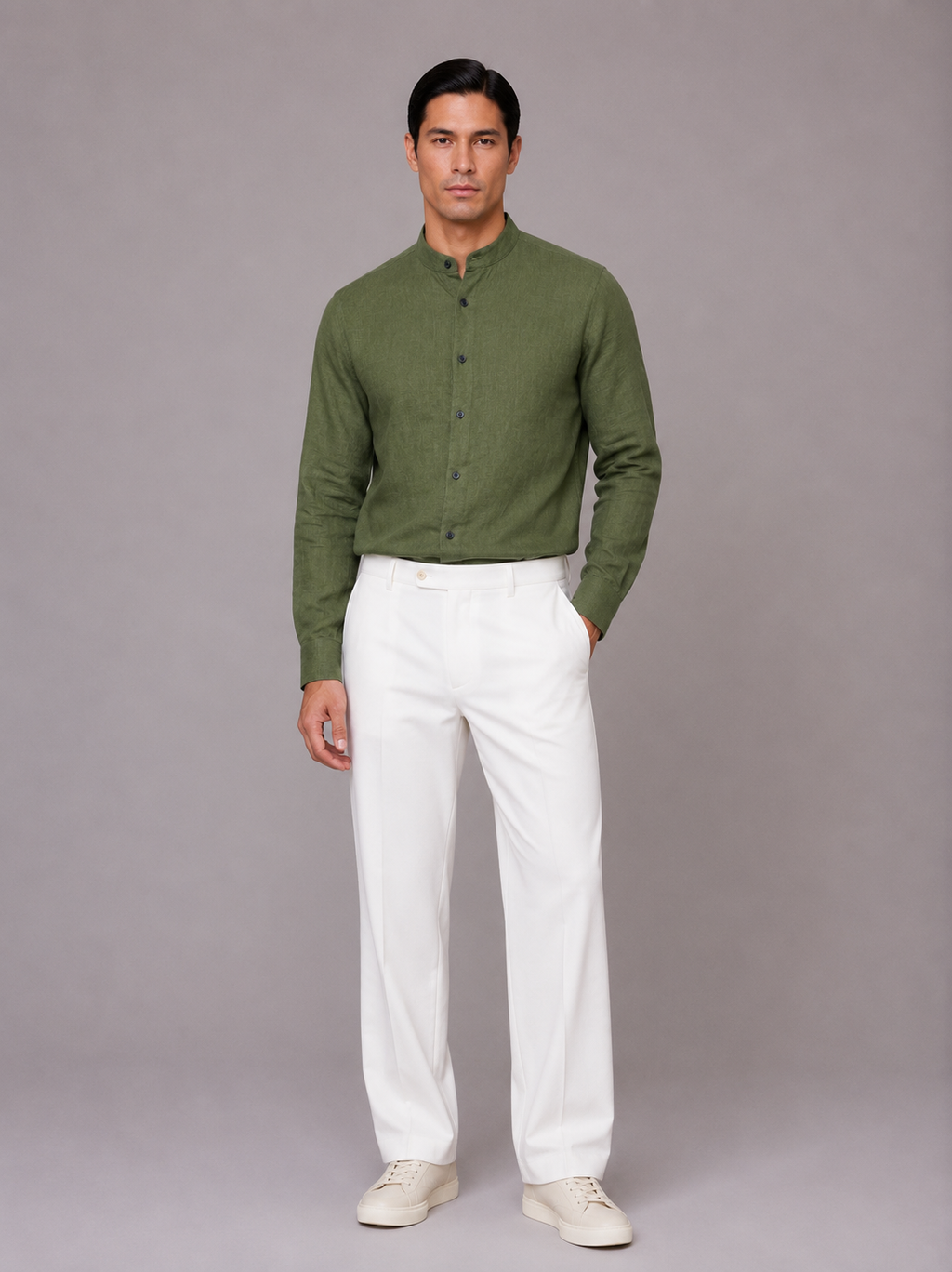 Camicia Coreana misto lino