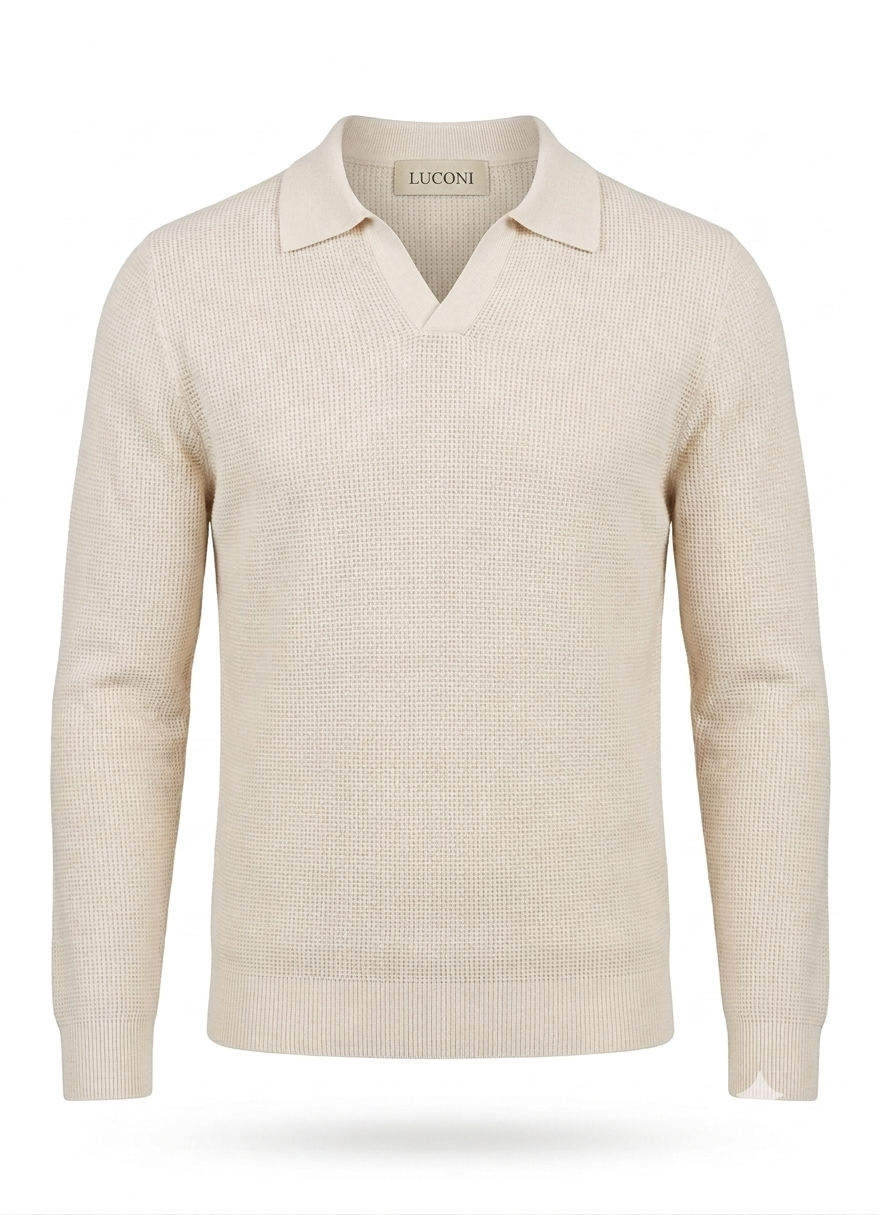 Polo scollo V nido d’ape
