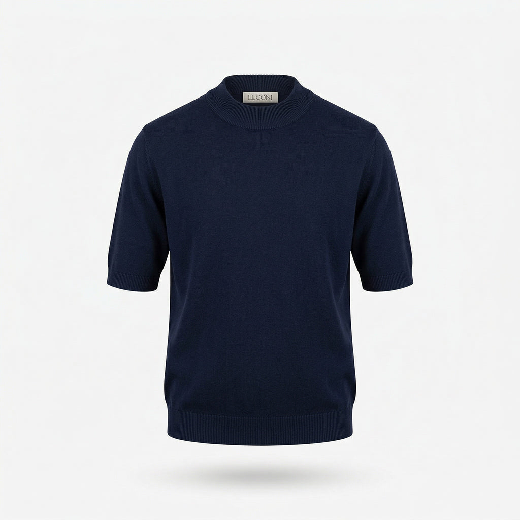 T-shirt in filo di cotone accollata
