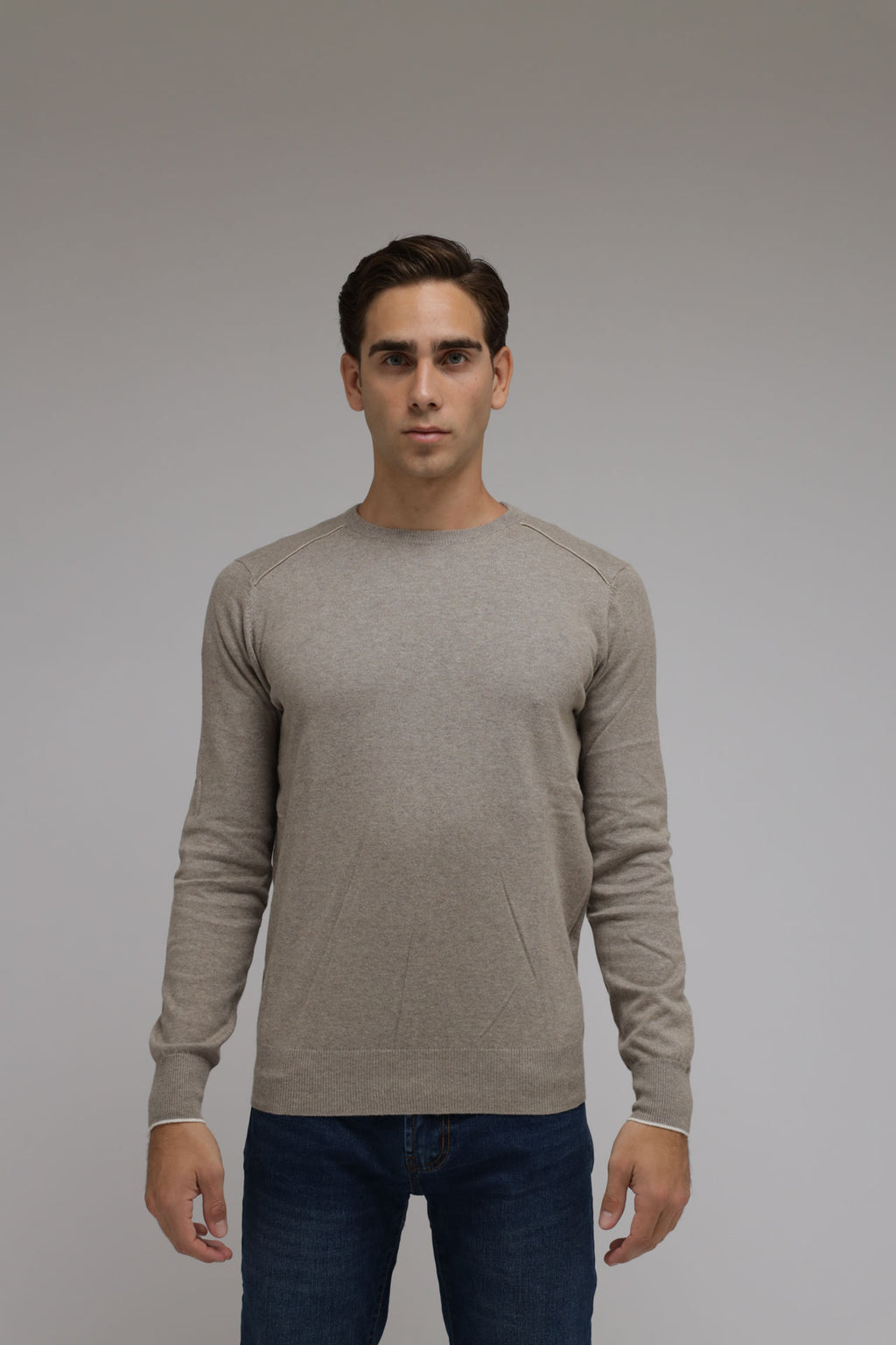 Maglia girocollo cotone e cashmere Premium