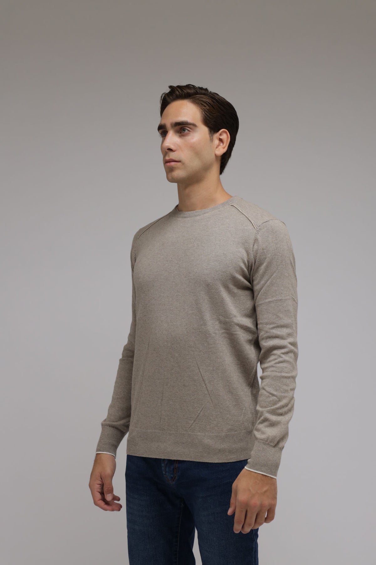 Maglia girocollo cotone e cashmere Premium