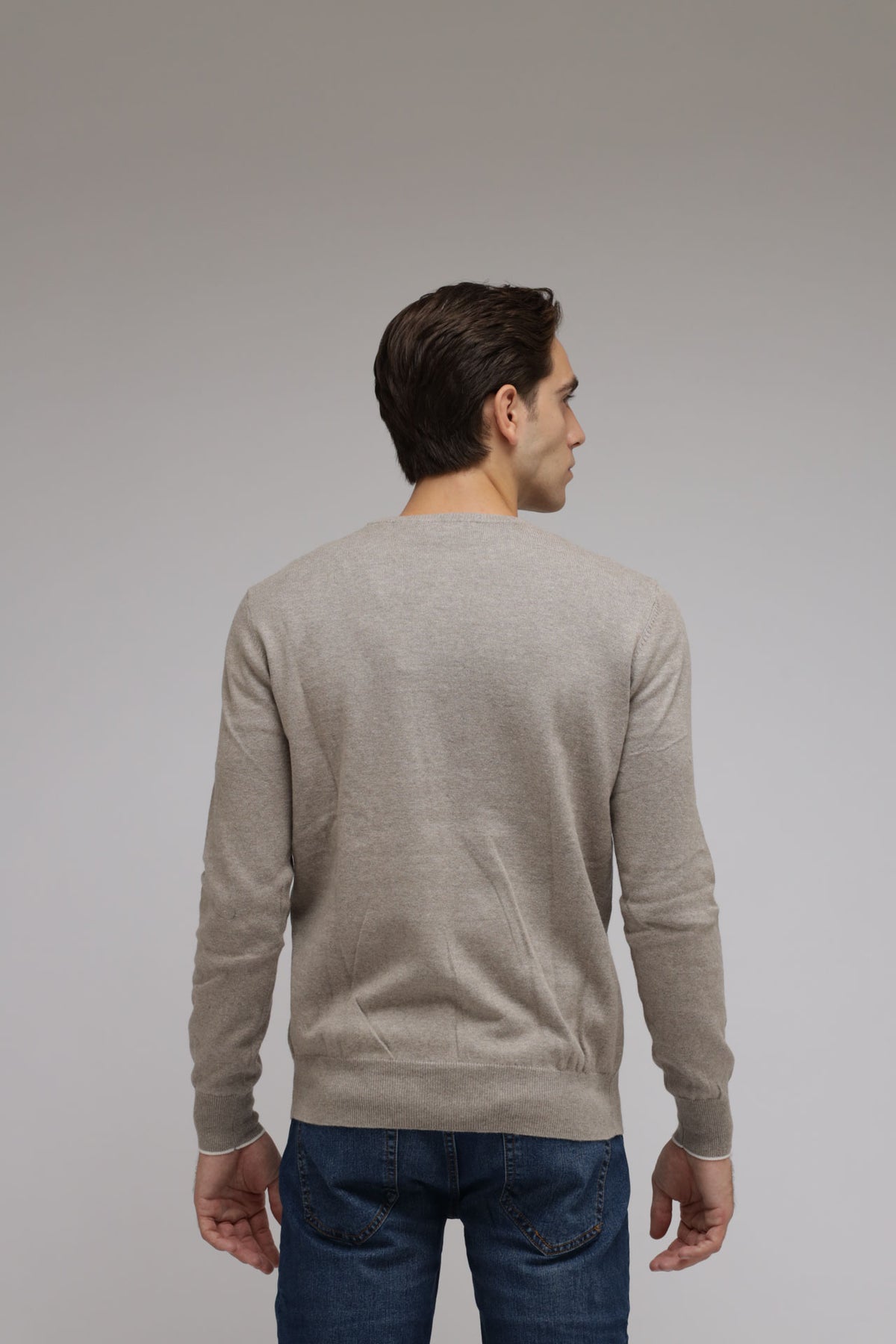 Maglia girocollo cotone e cashmere Premium