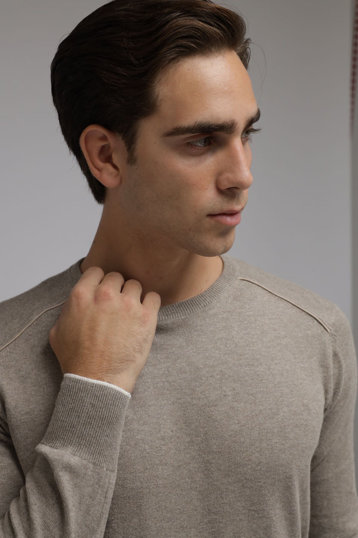 Maglia girocollo cotone e cashmere Premium