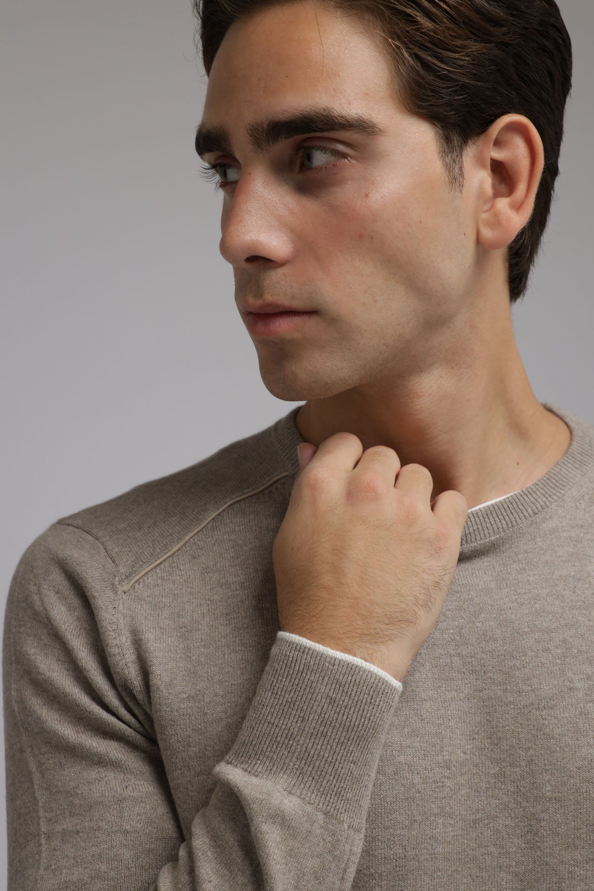 Maglia girocollo cotone e cashmere Premium