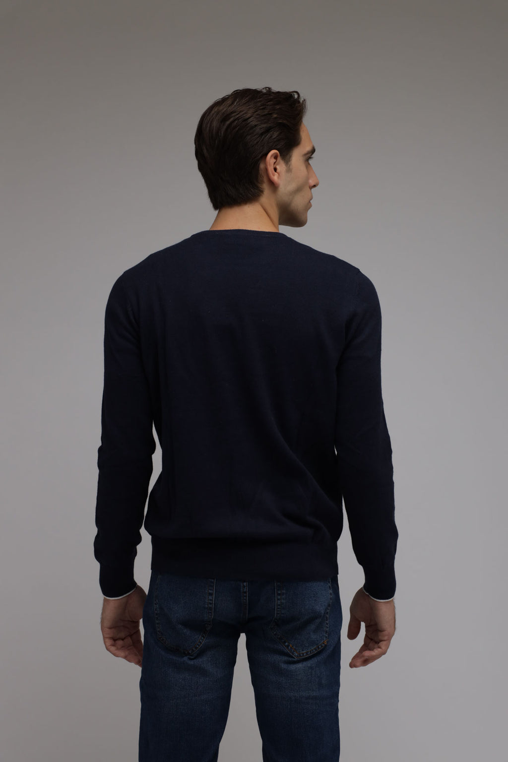 Maglia girocollo cotone e cashmere Premium