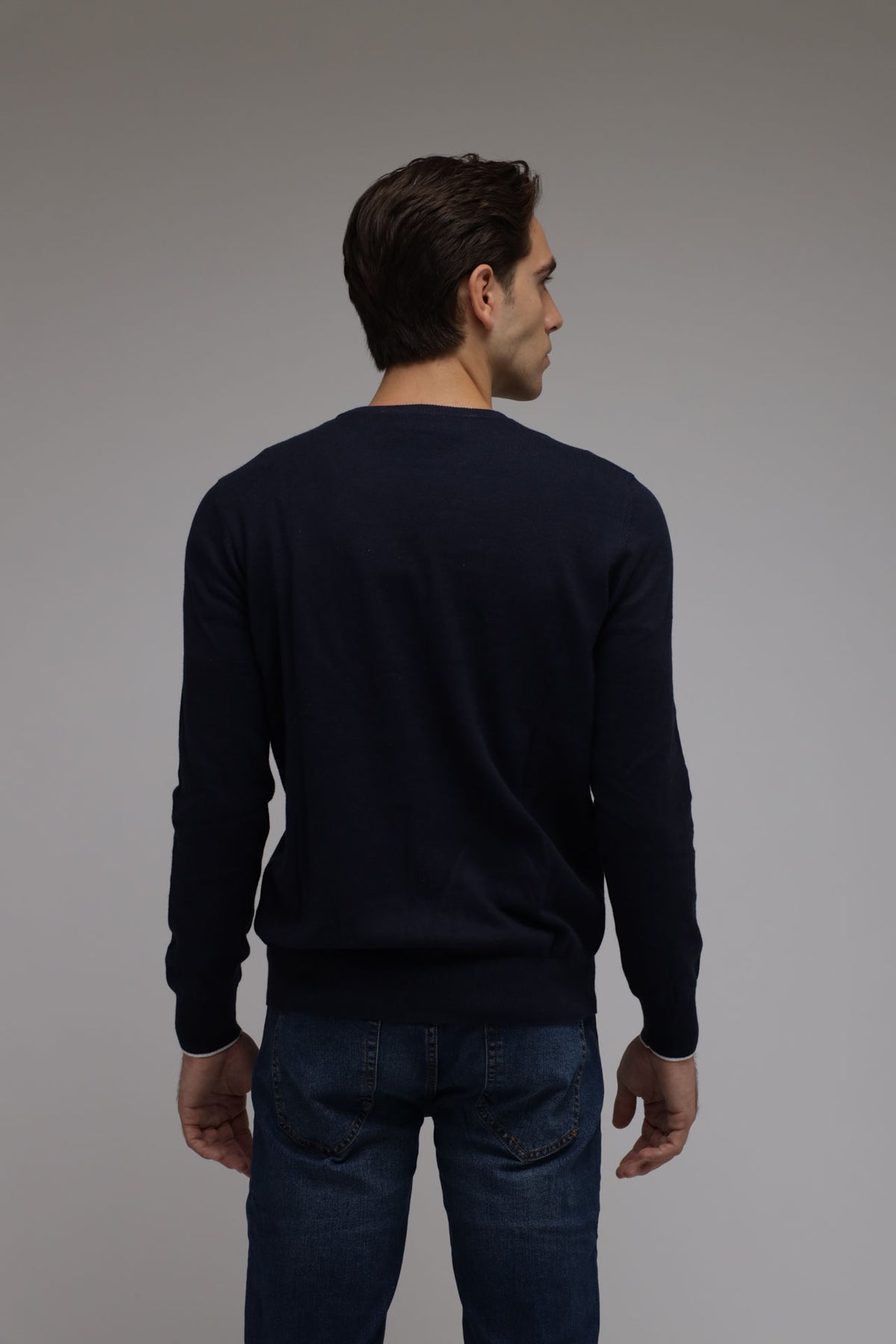 Maglia girocollo cotone e cashmere Premium