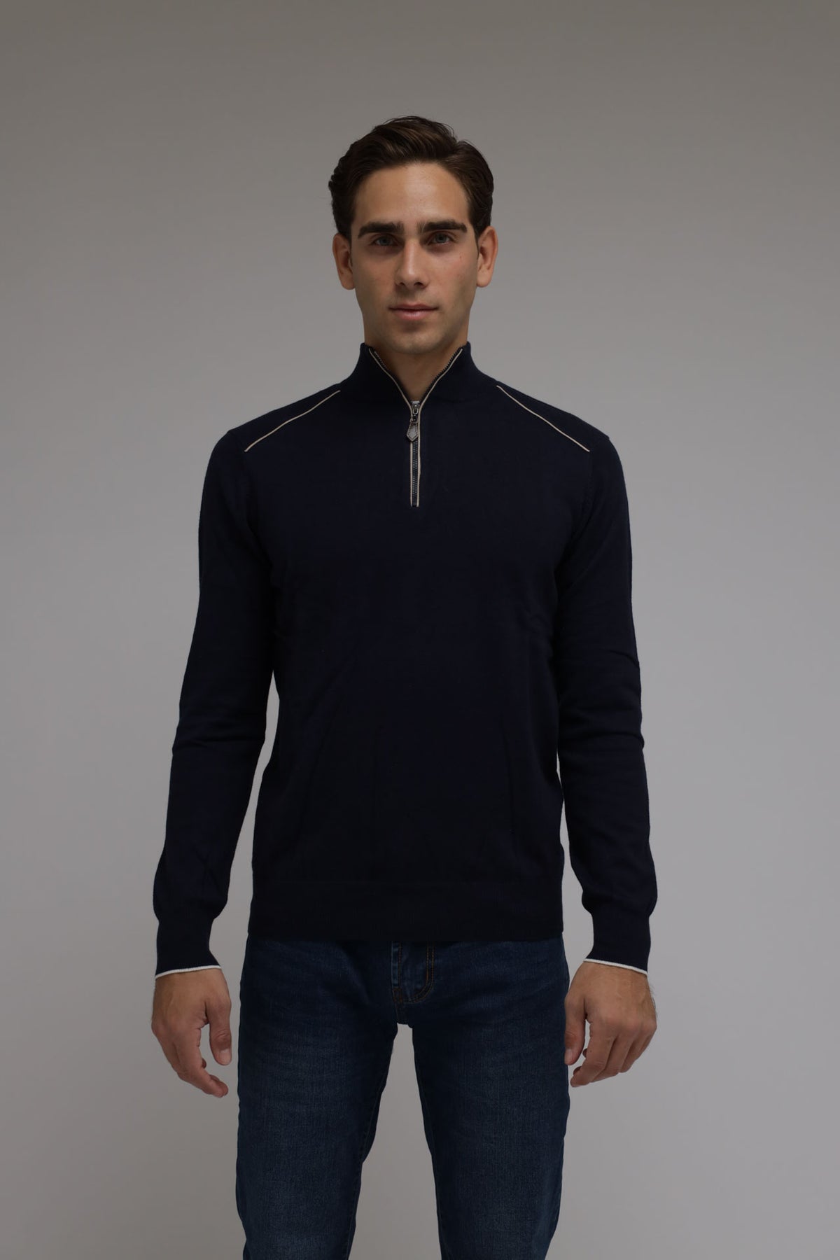 Half zip cotone e cashmere Premium