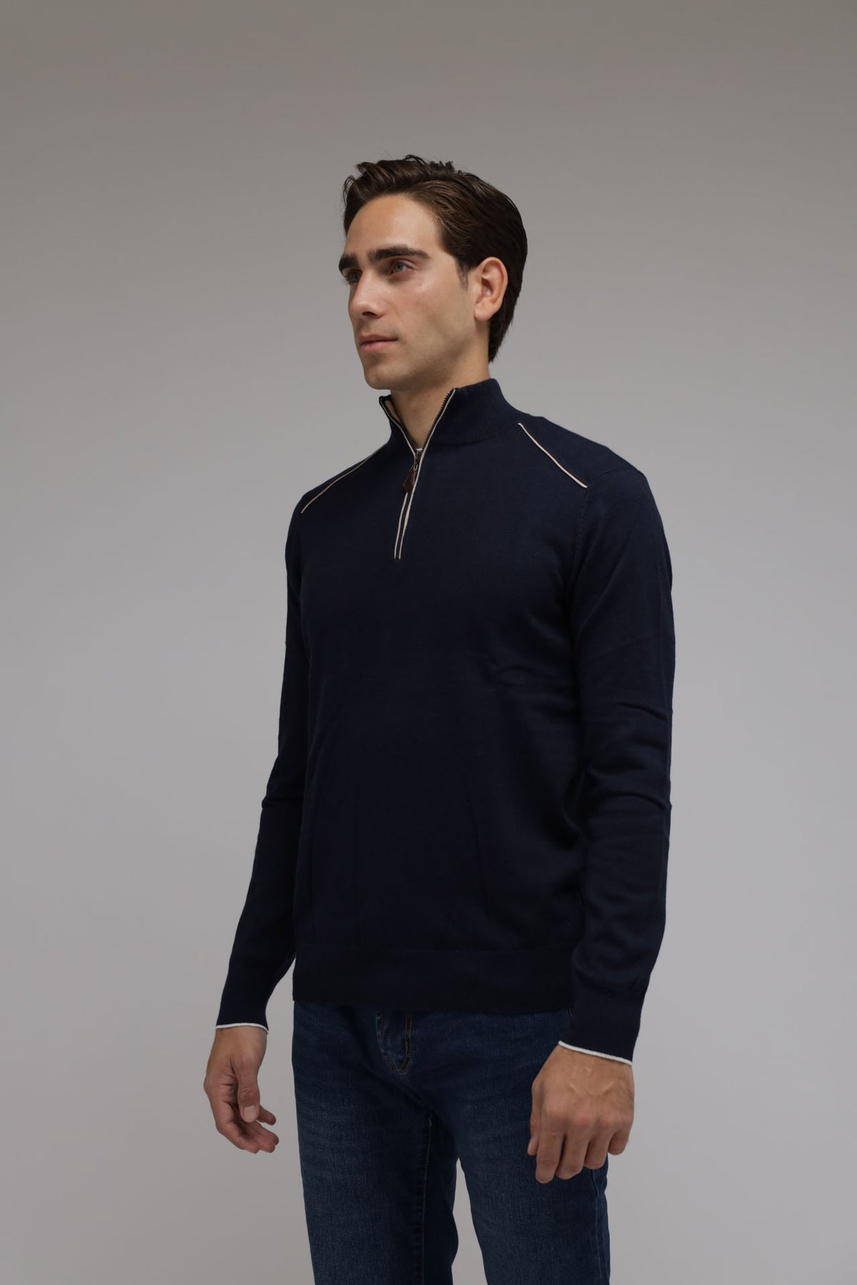 Half zip cotone e cashmere Premium