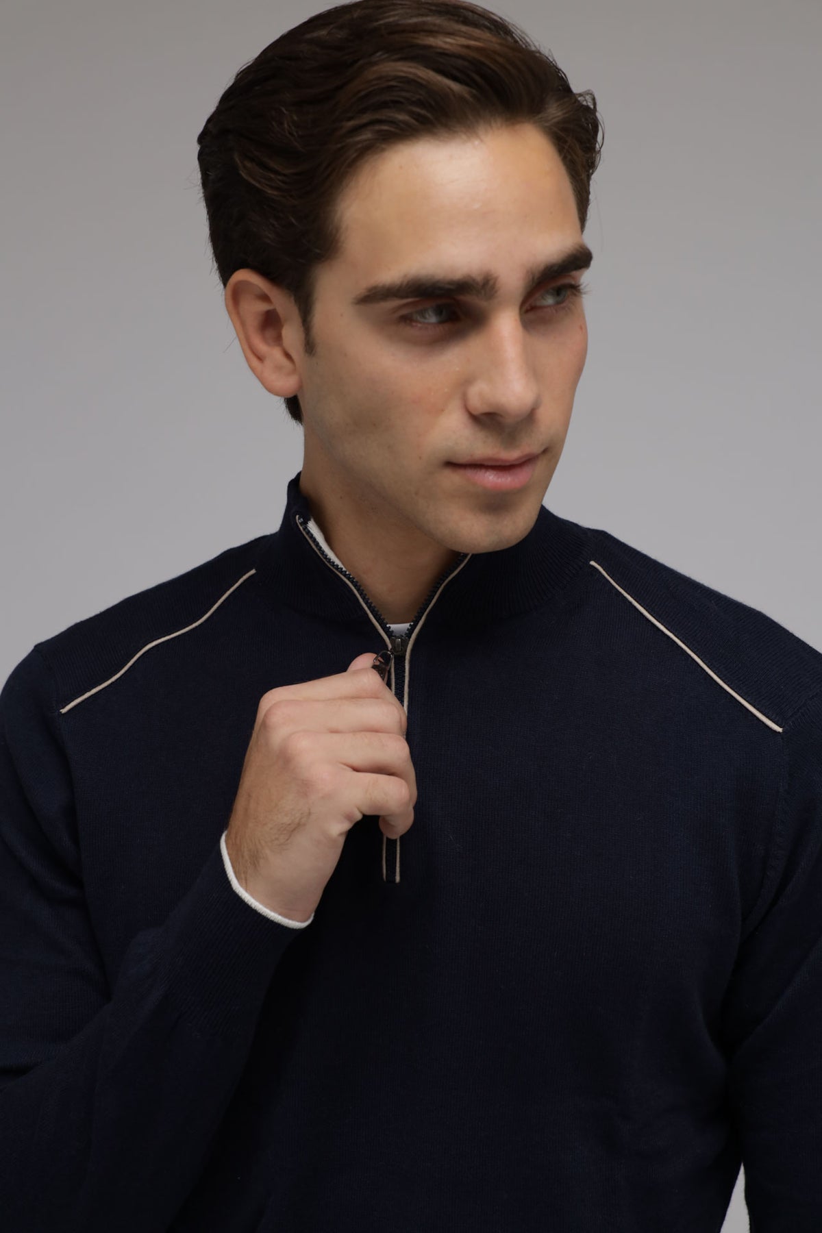 Half zip cotone e cashmere Premium