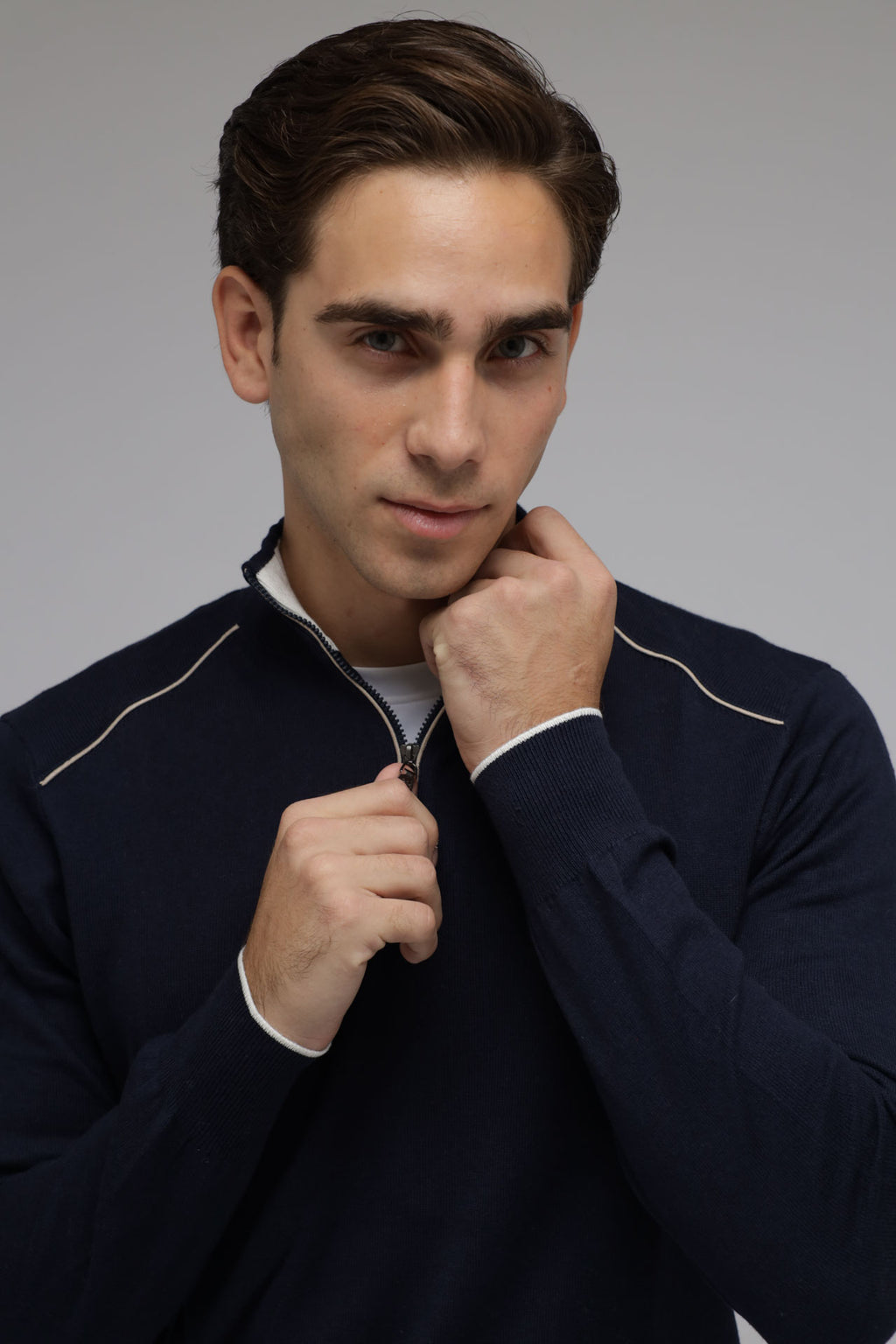 Half zip cotone e cashmere Premium