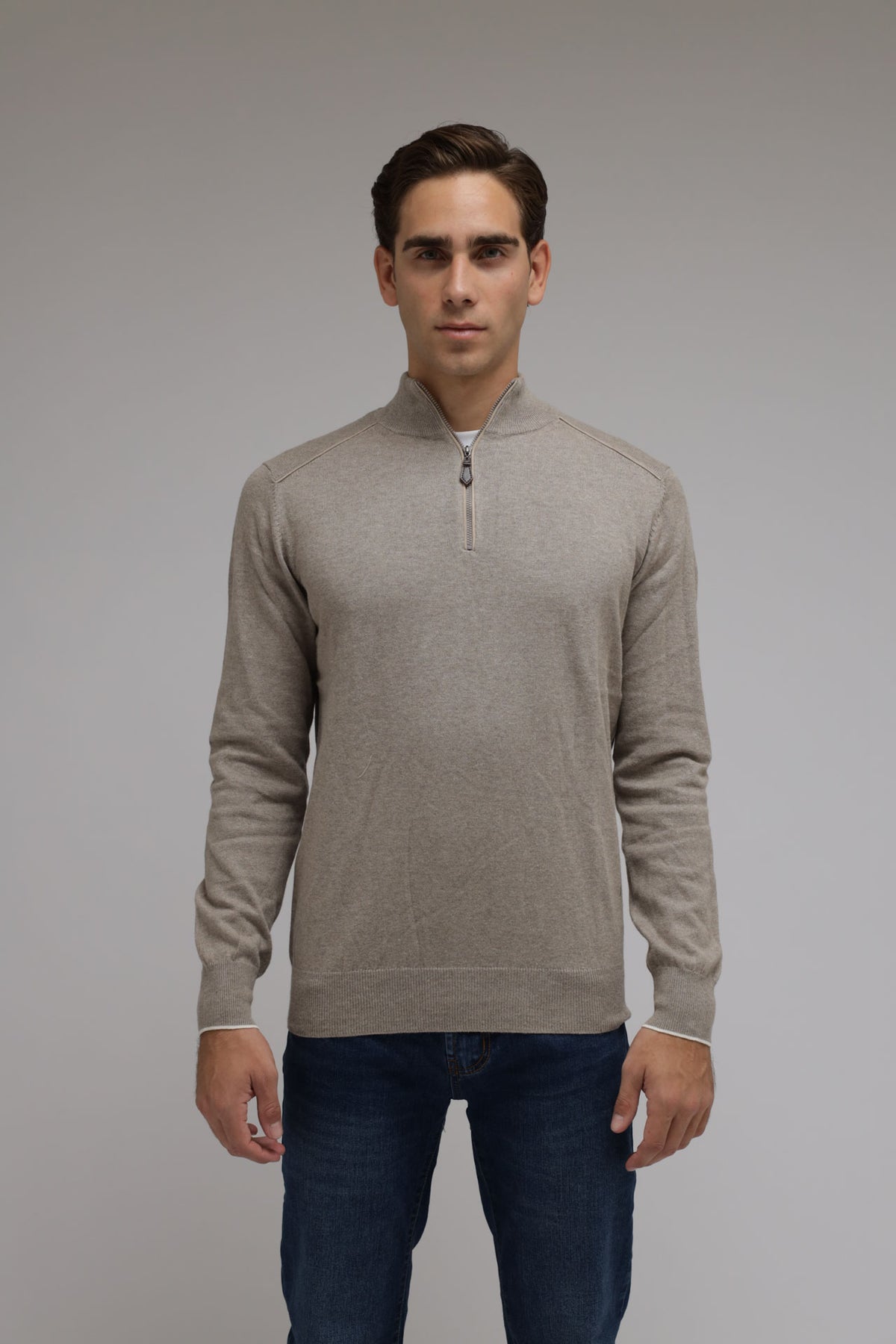 Half zip cotone e cashmere Premium