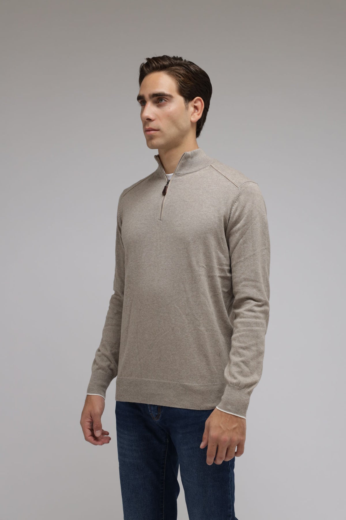 Half zip cotone e cashmere Premium