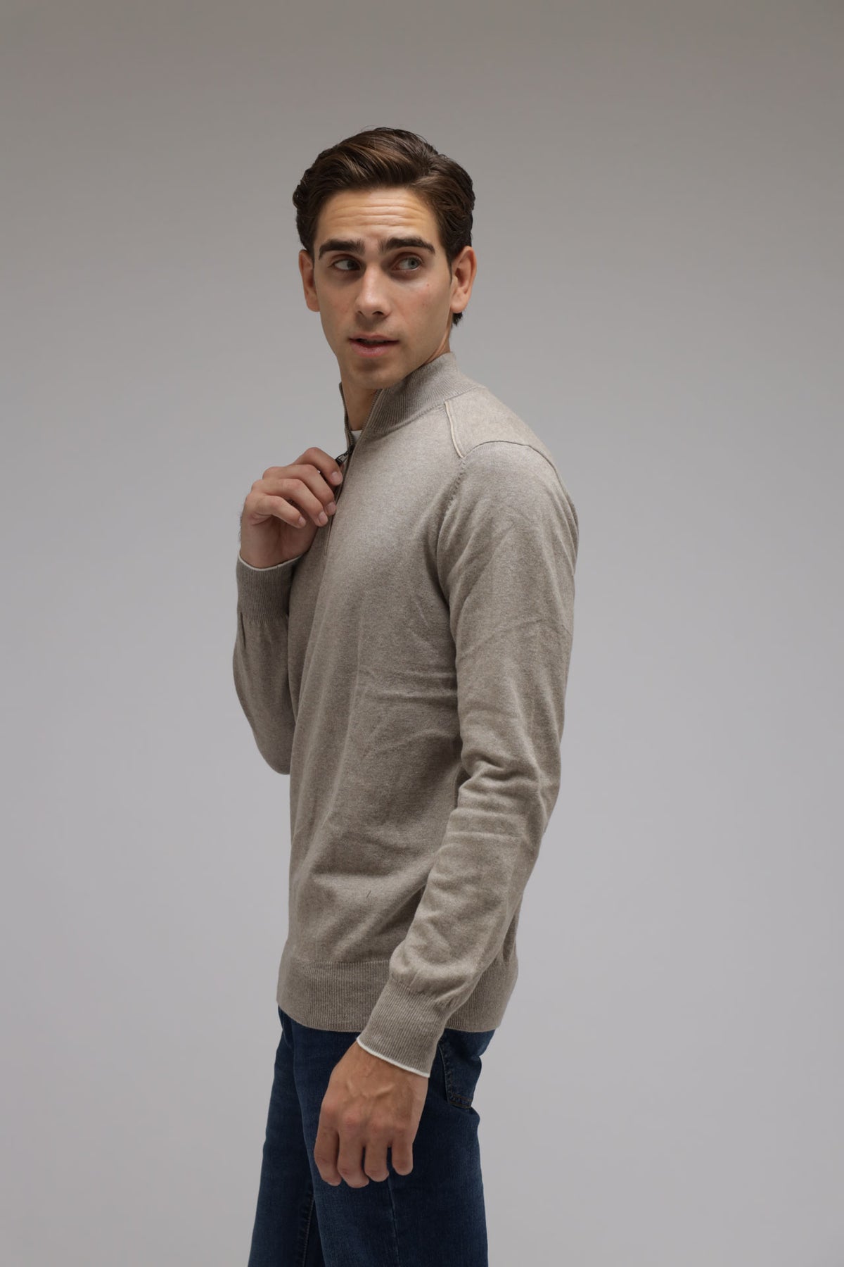 Half zip cotone e cashmere Premium