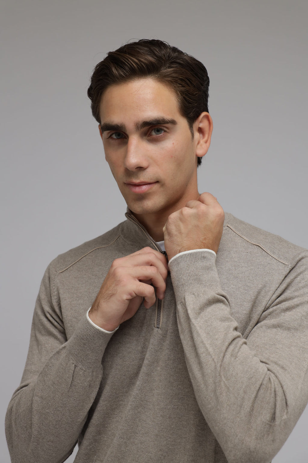Half zip cotone e cashmere Premium