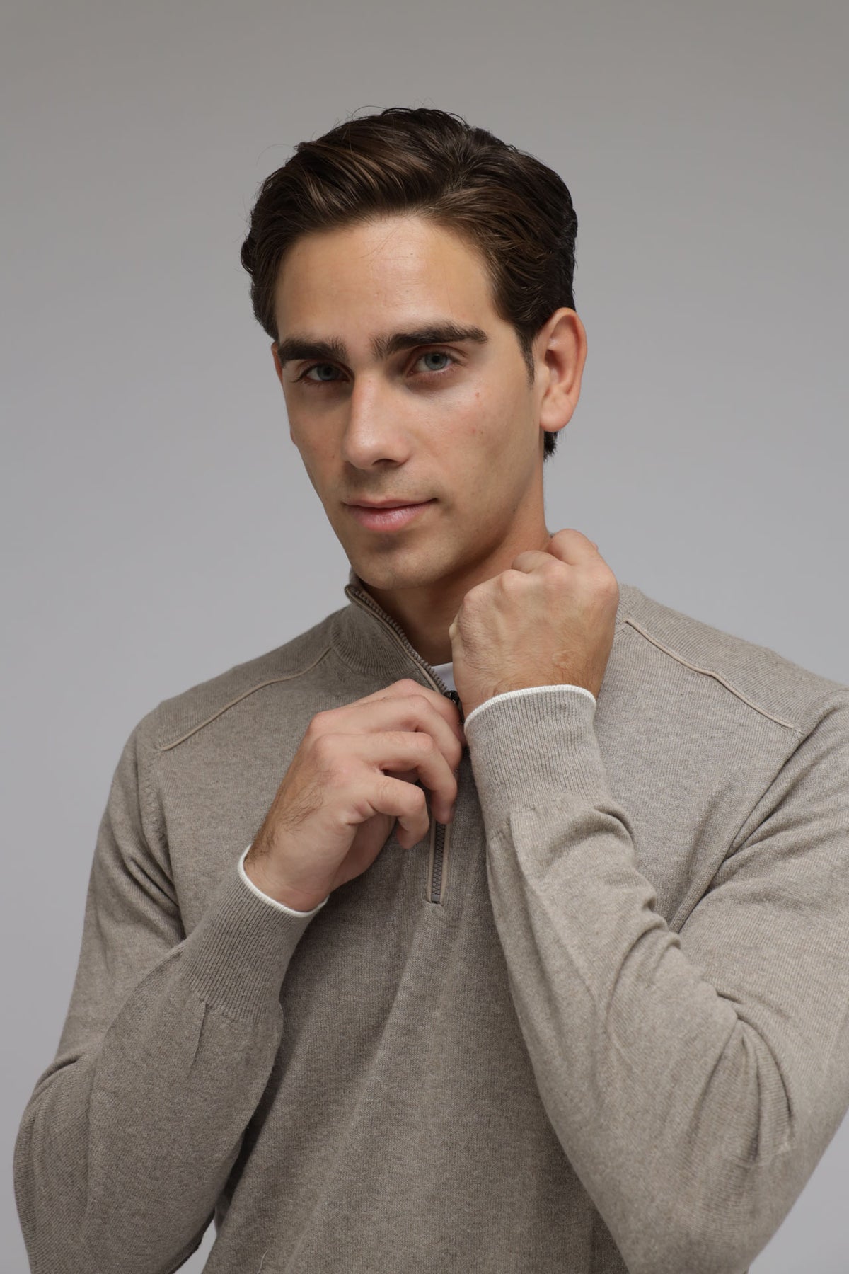 Half zip cotone e cashmere Premium