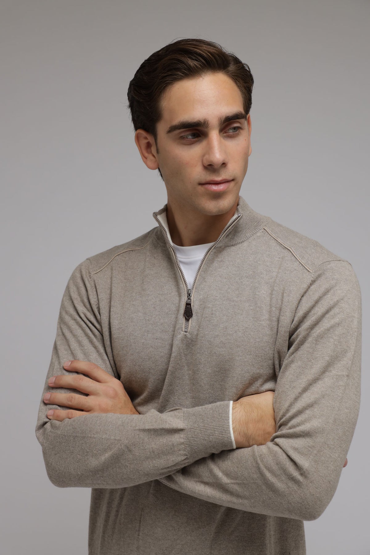 Half zip cotone e cashmere Premium