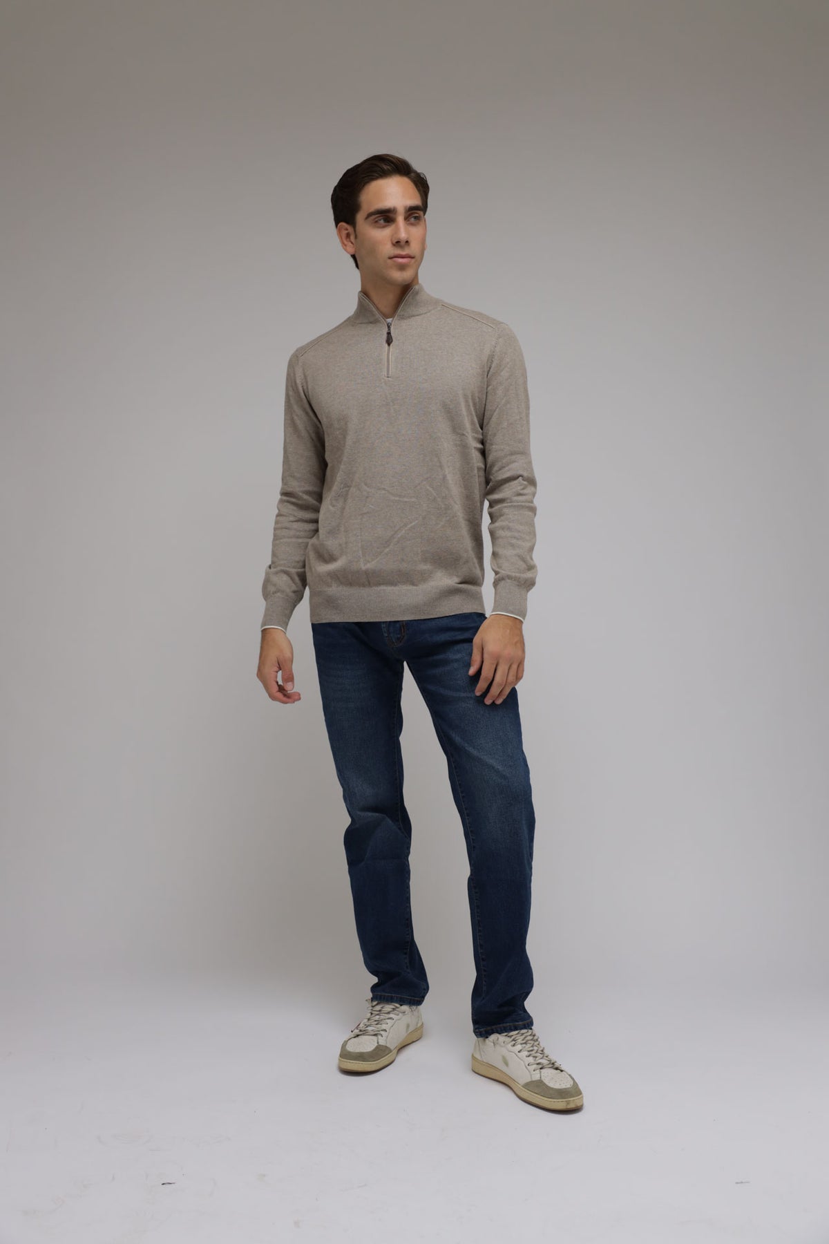 Half zip cotone e cashmere Premium
