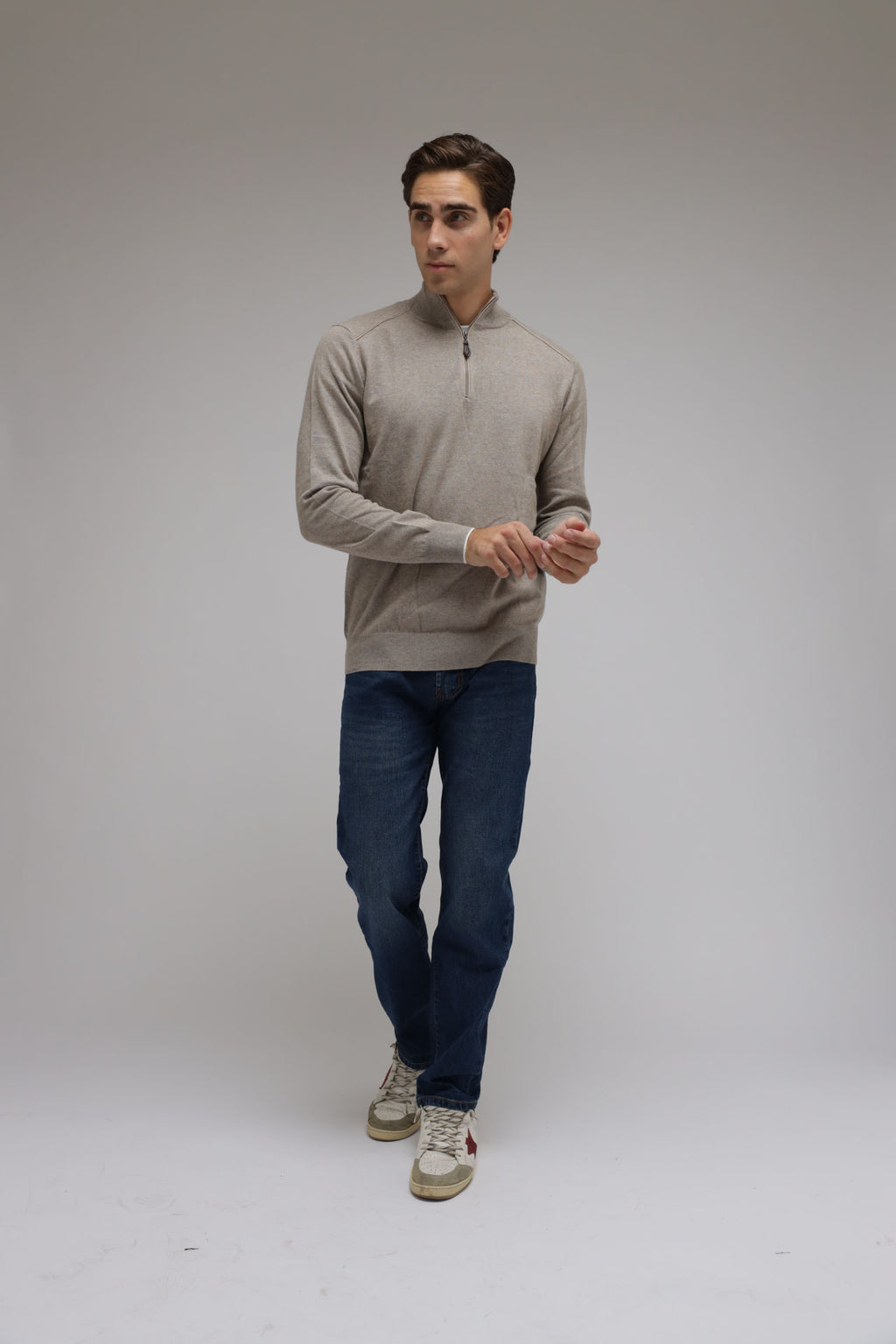 Half zip cotone e cashmere Premium
