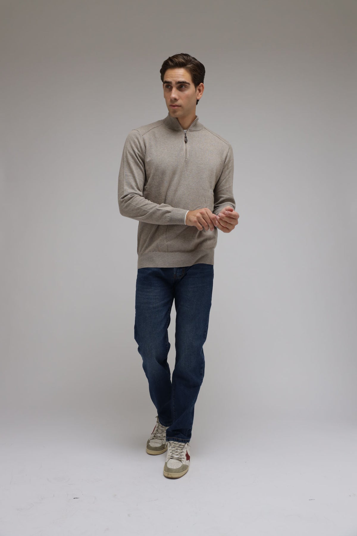 Half zip cotone e cashmere Premium
