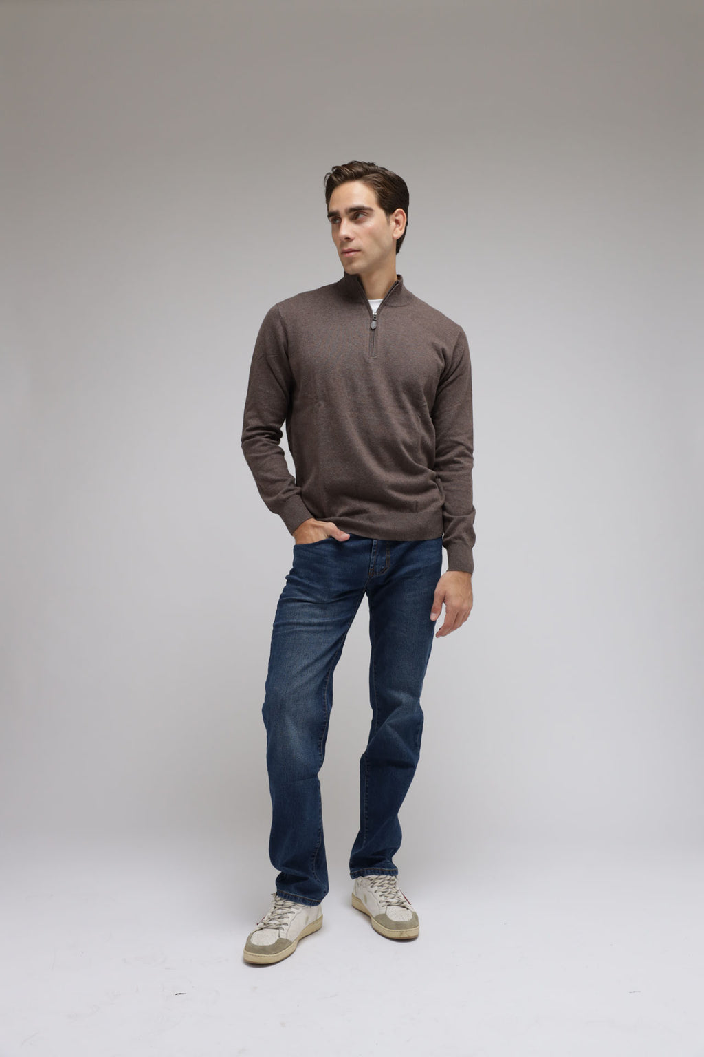 Half zip cotone e cashmere Premium