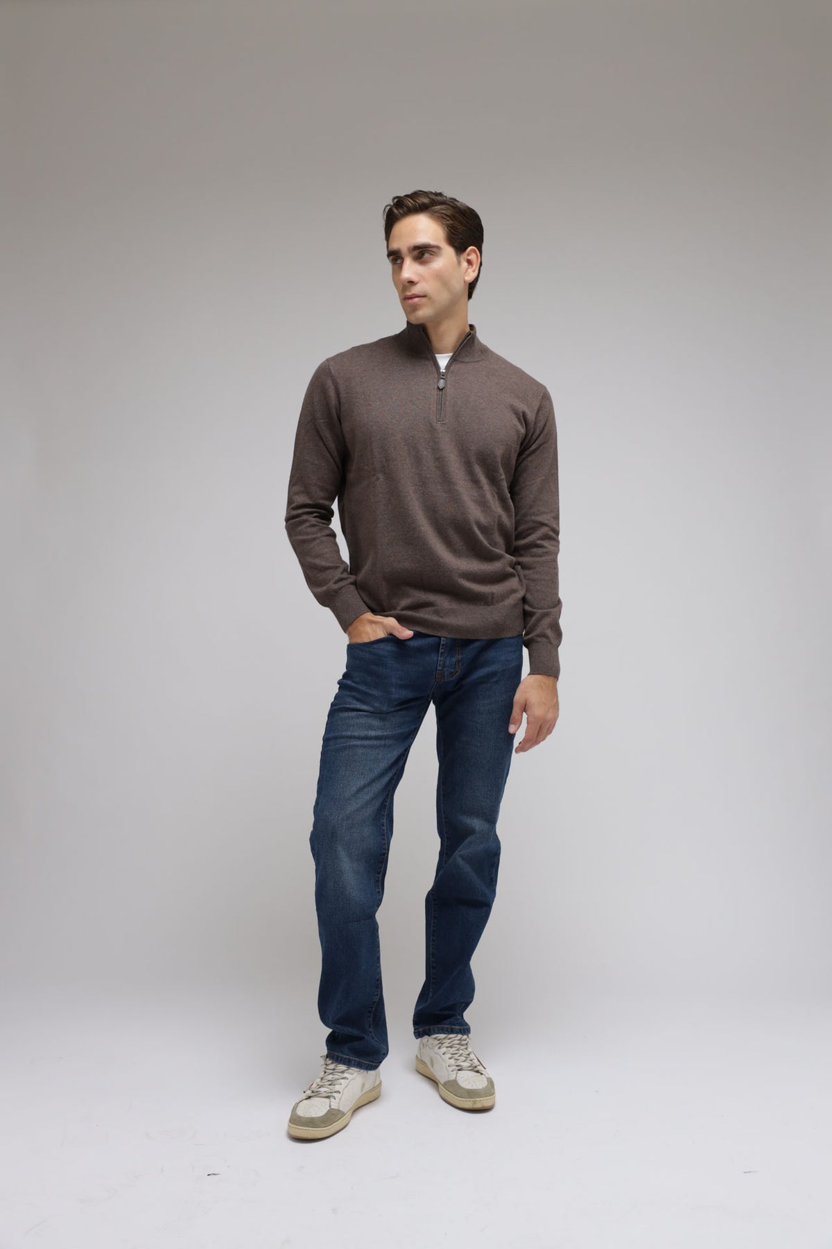 Half zip cotone e cashmere Premium